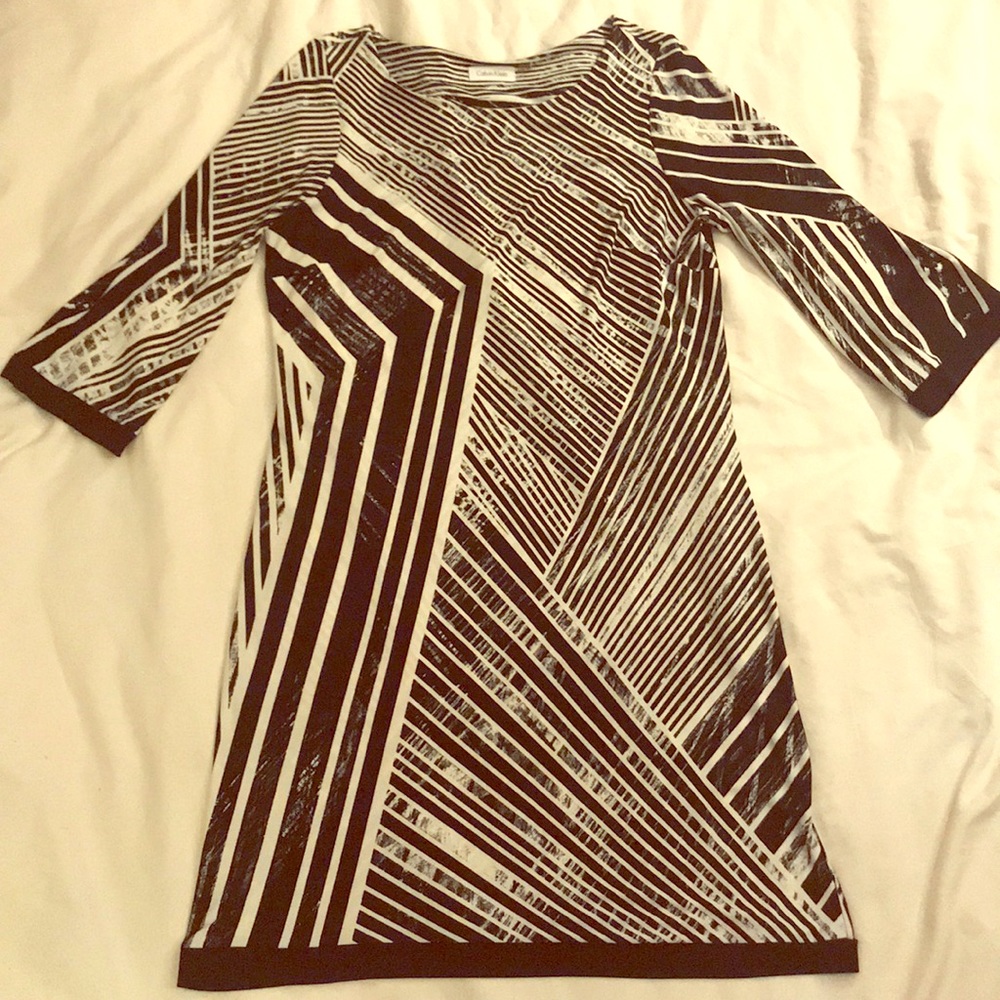 Calvin Klein black and white dress